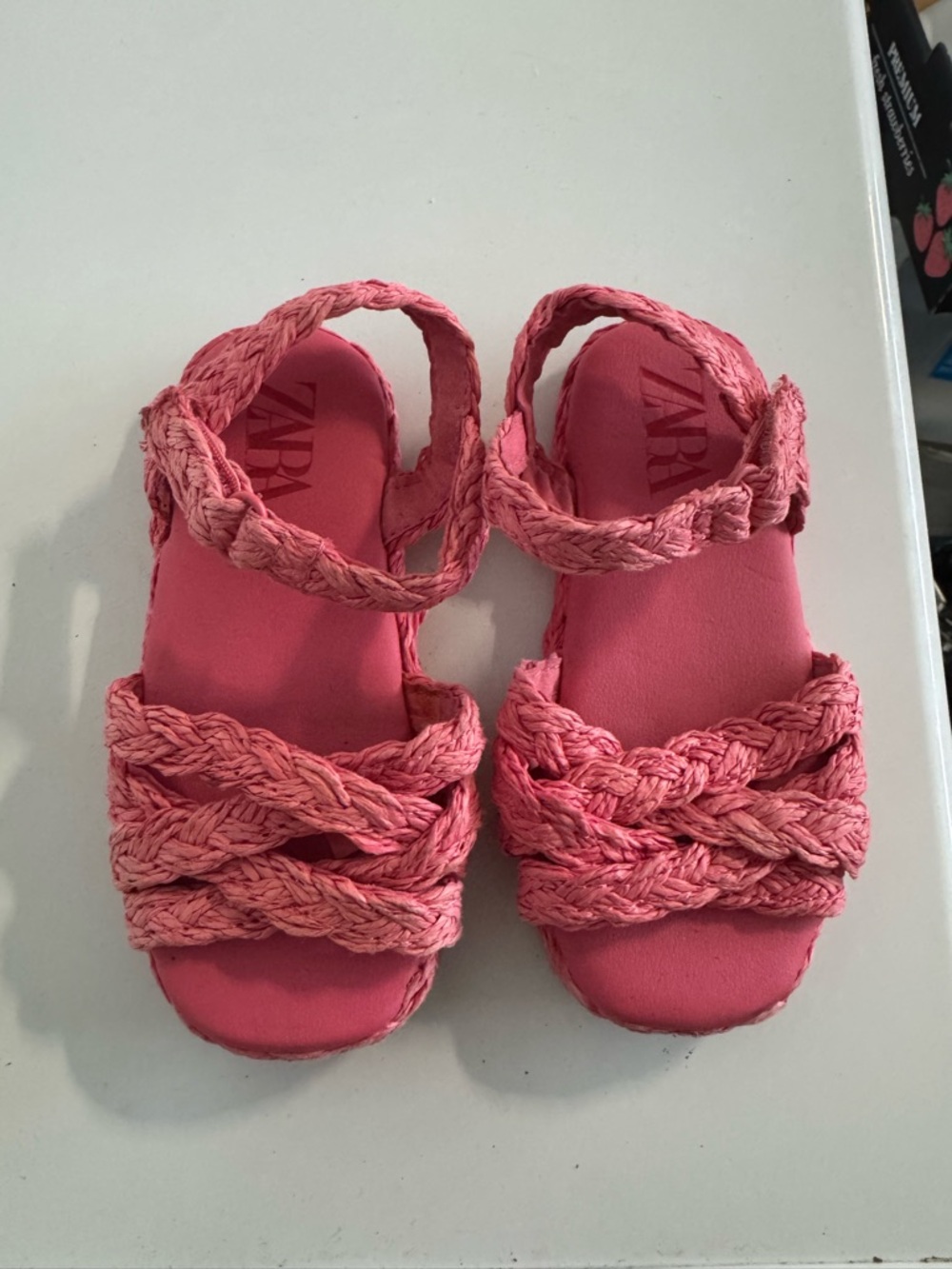 Zara Coral Braided Ankle-Strap Sandals